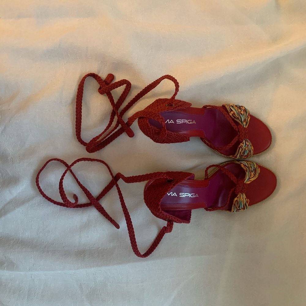 Via spiga strappy wedge sandals